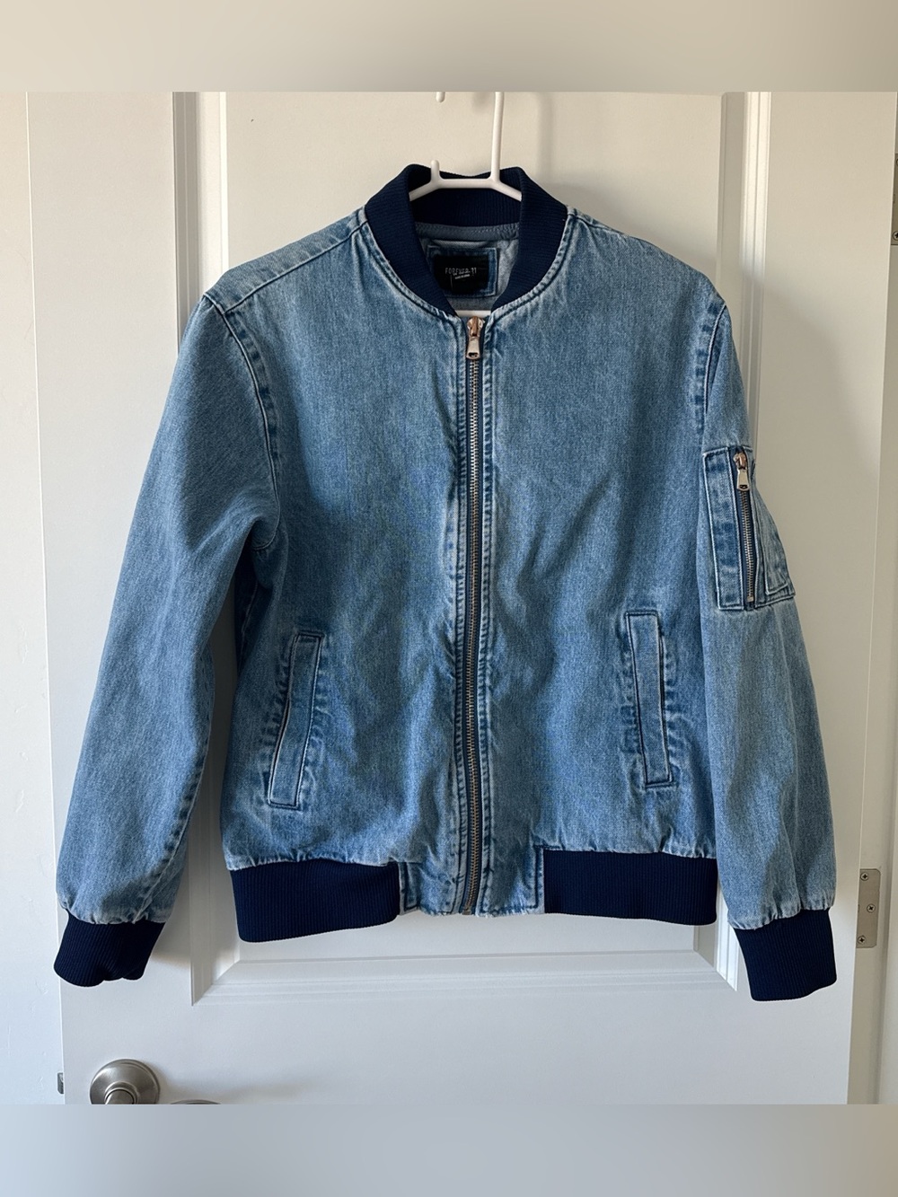 Light Blue Denim Bomber Jacket for Kids - Unbranded